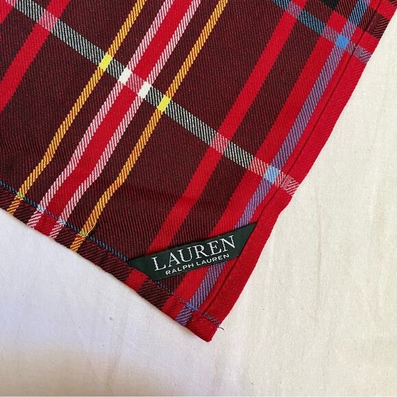 Ralph Lauren 100% Cotton Red Plaid Napkins (Set of 2) Preppy Holiday - Picture 2 of 3